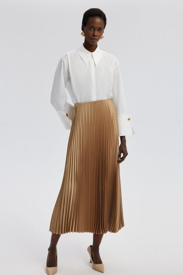 PLEATED SATIN SKIRT