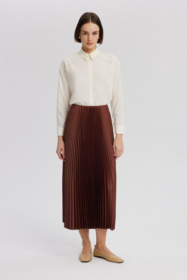 PLEATED SATIN SKIRT