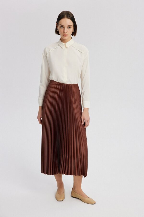 PLEATED SATIN SKIRT - Image 2