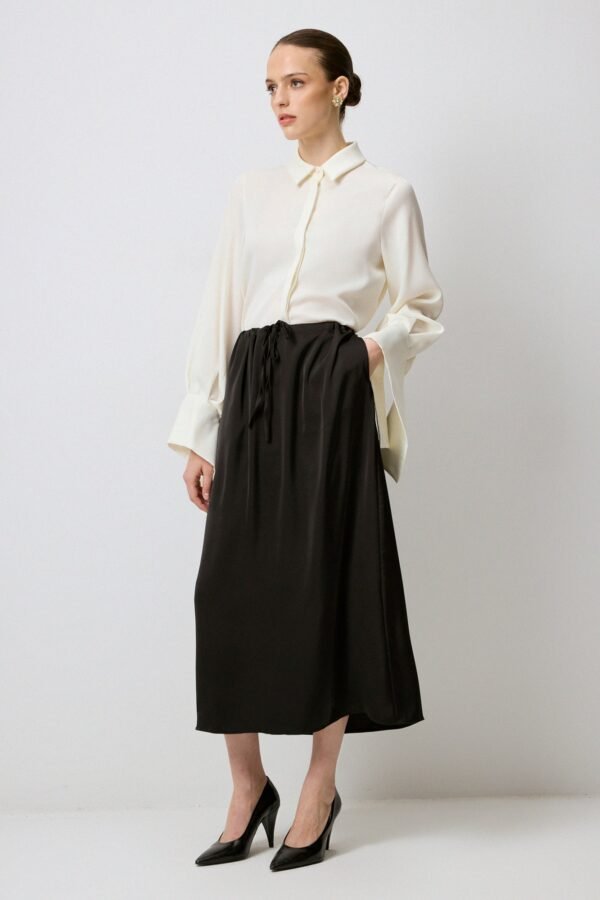 SATIN SKIRT WITH WAIST TIE - Image 2