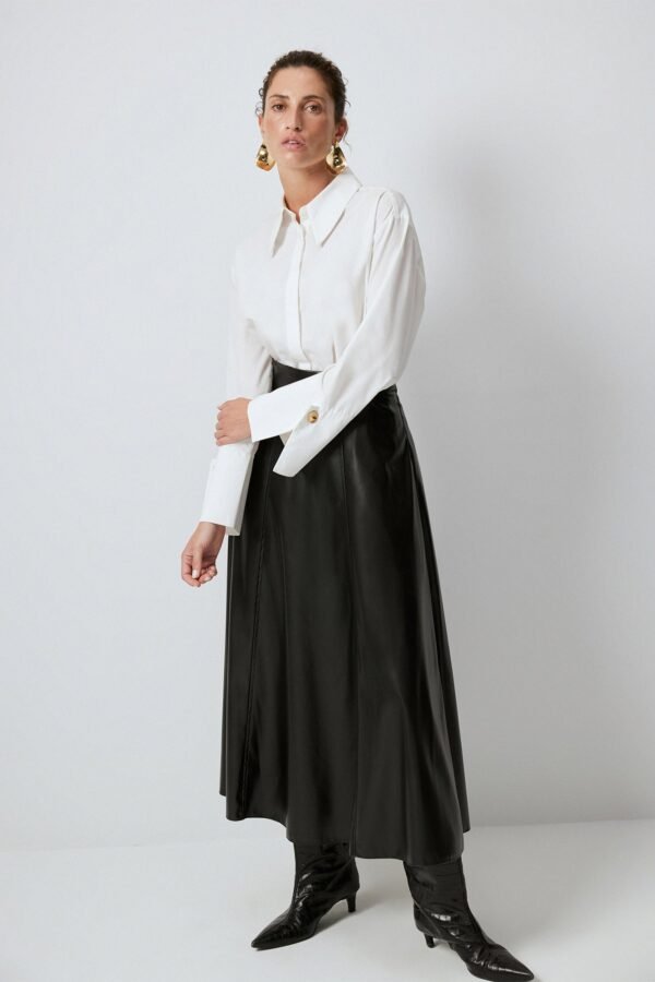 FLOUNCED FAUX LEATHER SKIRT - Image 2