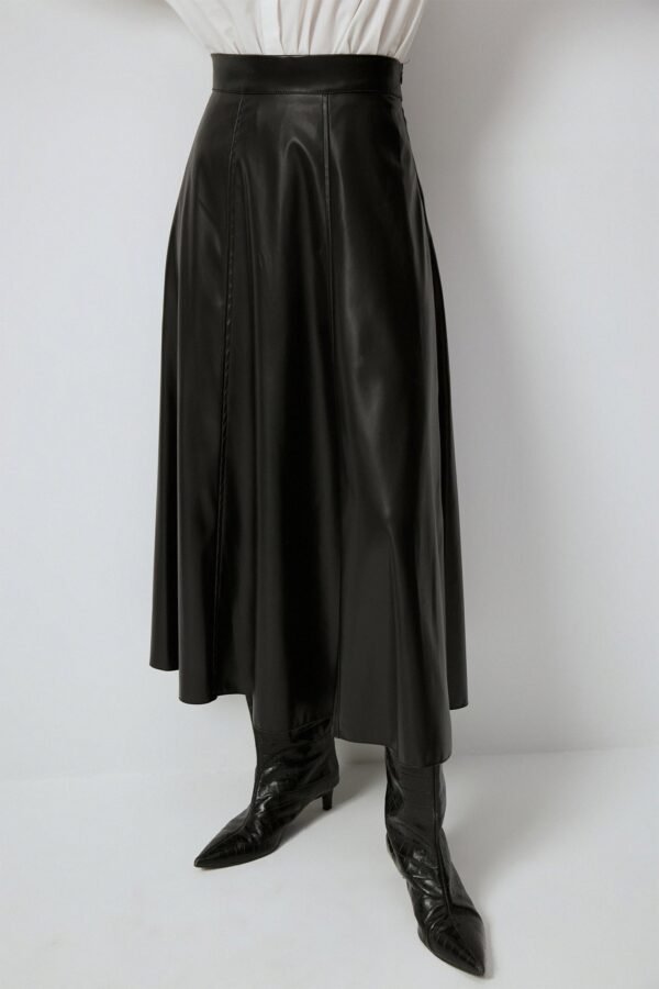 FLOUNCED FAUX LEATHER SKIRT - Image 3