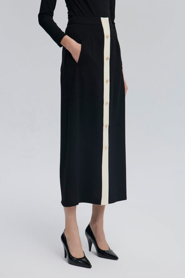 GOLD BUTTONED CREPE SKIRT - Image 2