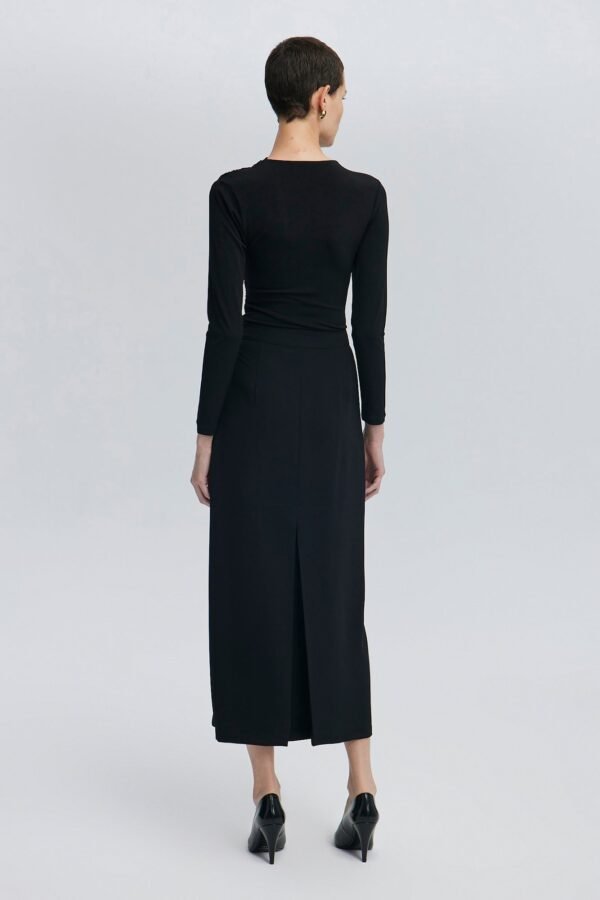 GOLD BUTTONED CREPE SKIRT - Image 4