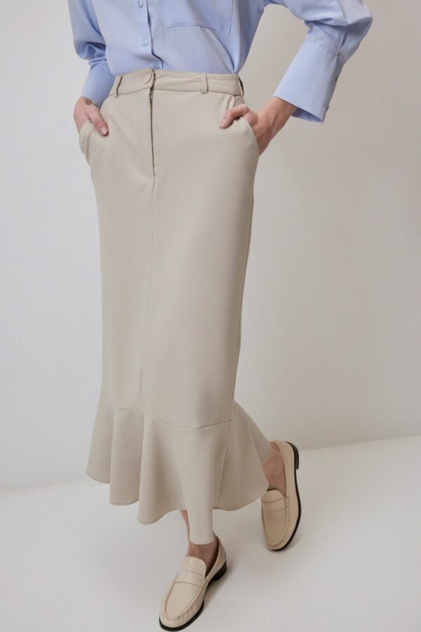 CREPE SKIRT WITH PLEAT - Image 3