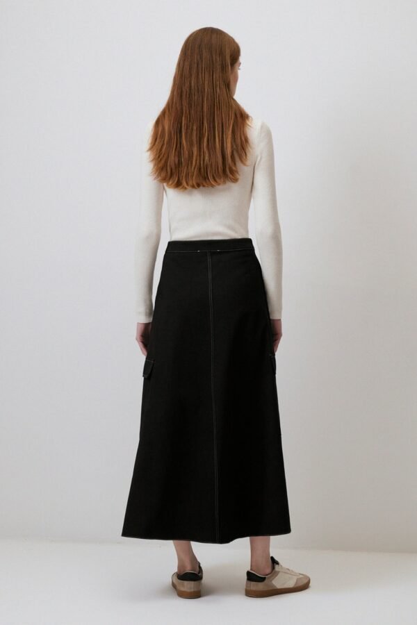 A-LINE SKIRT WITH CONTRAST STITCHING - Image 4