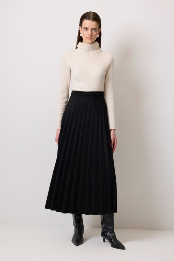 PLEATED SUEDE SKIRT