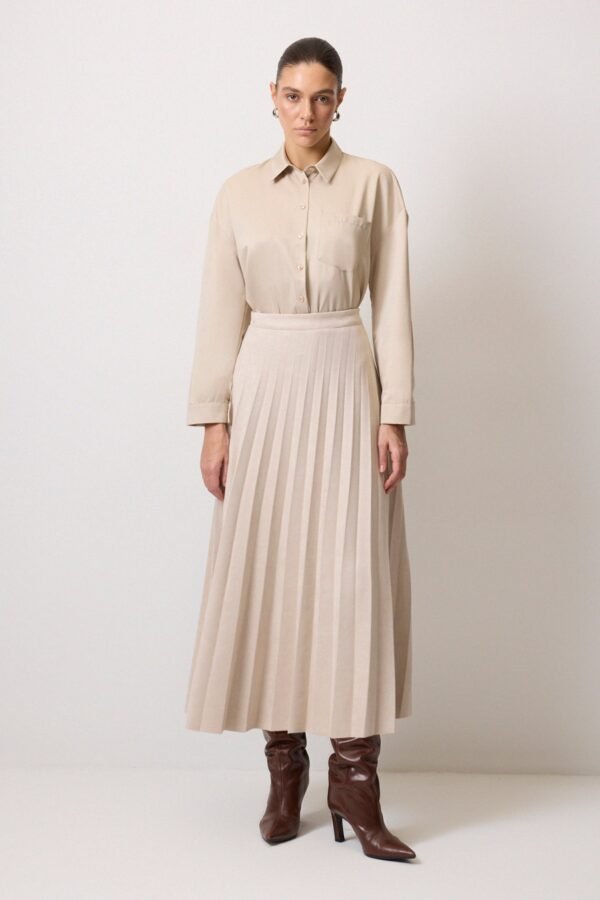 PLEATED SUEDE SKIRT