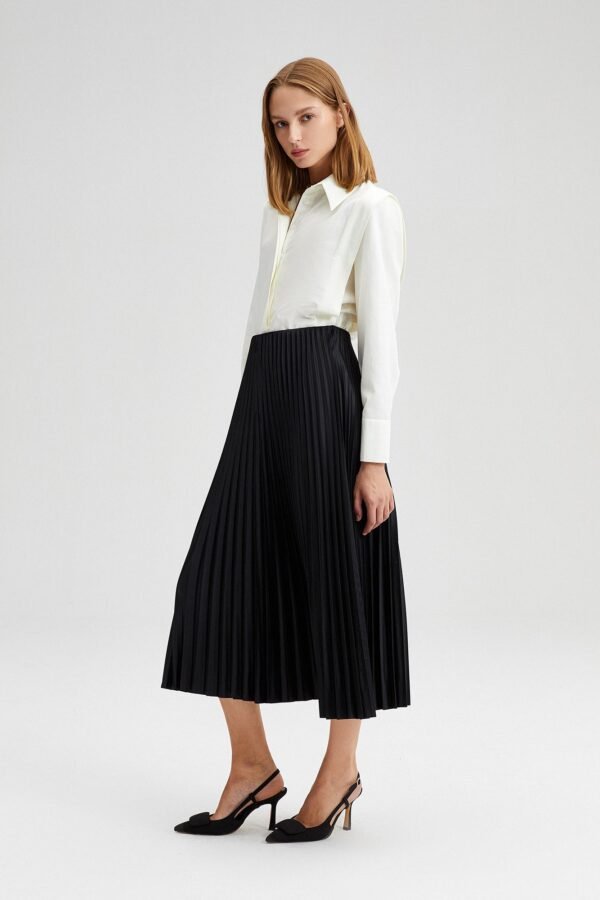 PLEATED SATIN SKIRT - Image 5