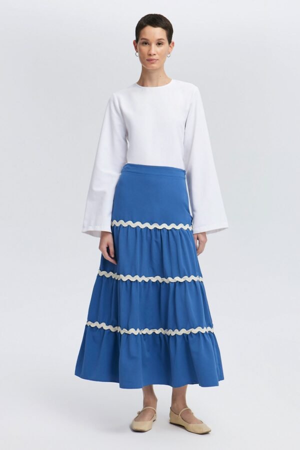 STRIPE DETAILED FLOUNCE SKIRT