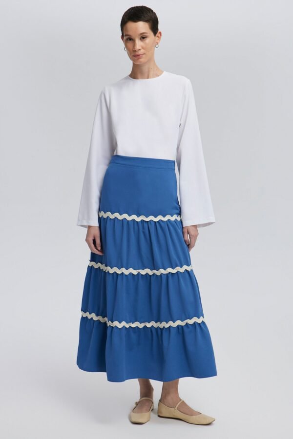 STRIPE DETAILED FLOUNCE SKIRT - Image 2