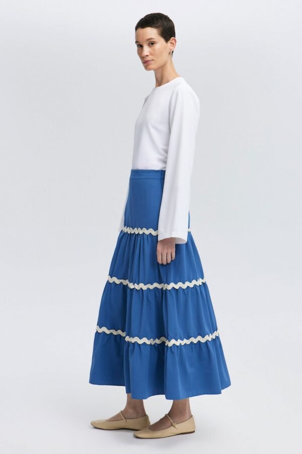 STRIPE DETAILED FLOUNCE SKIRT - Image 4