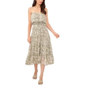 1.State Womens Smocked Ruffled Midi Dress