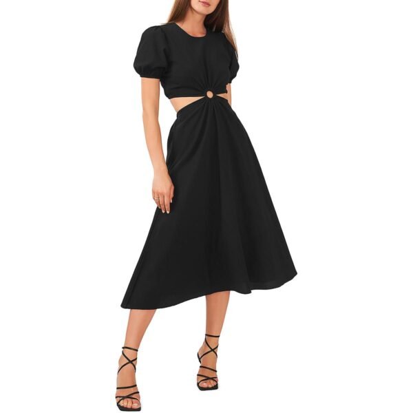 1.State Womens Puff Sleeve Long Midi Dress