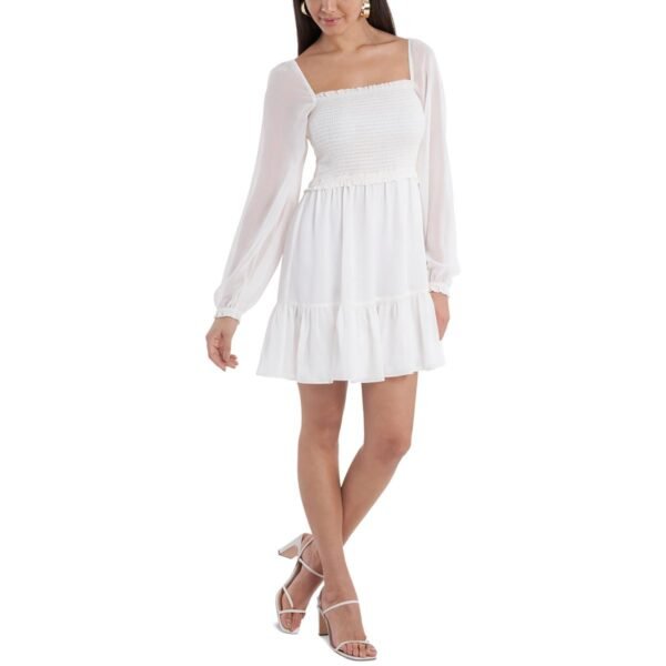 1.State Womens Chiffon Smocked Mini Dress - Image 2